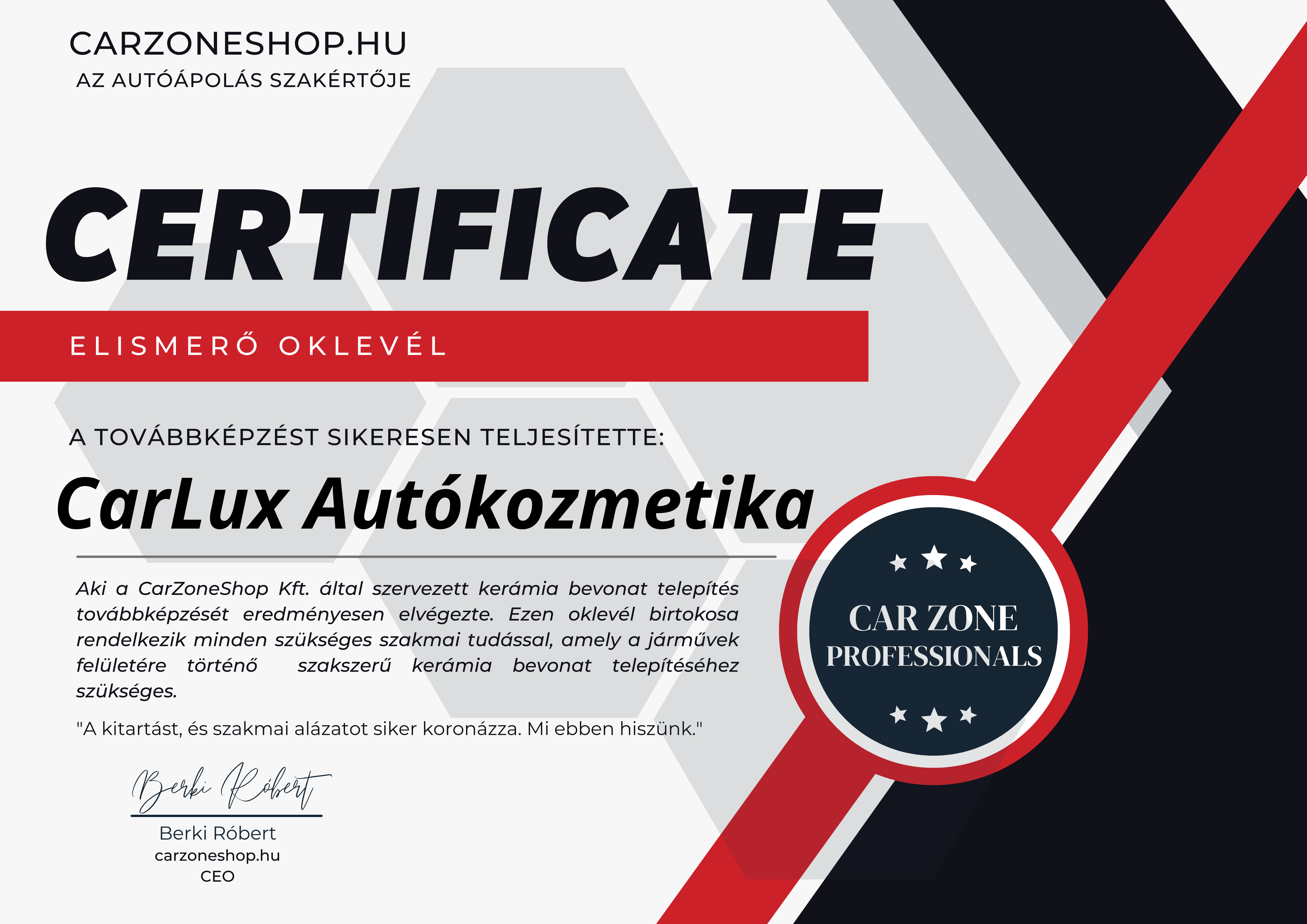 Kerámia tanúsítvány